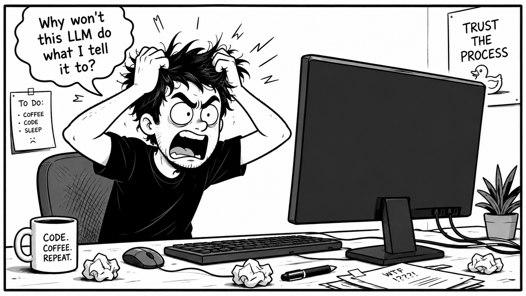 software developer frustrated at LLMs not doing the right thing